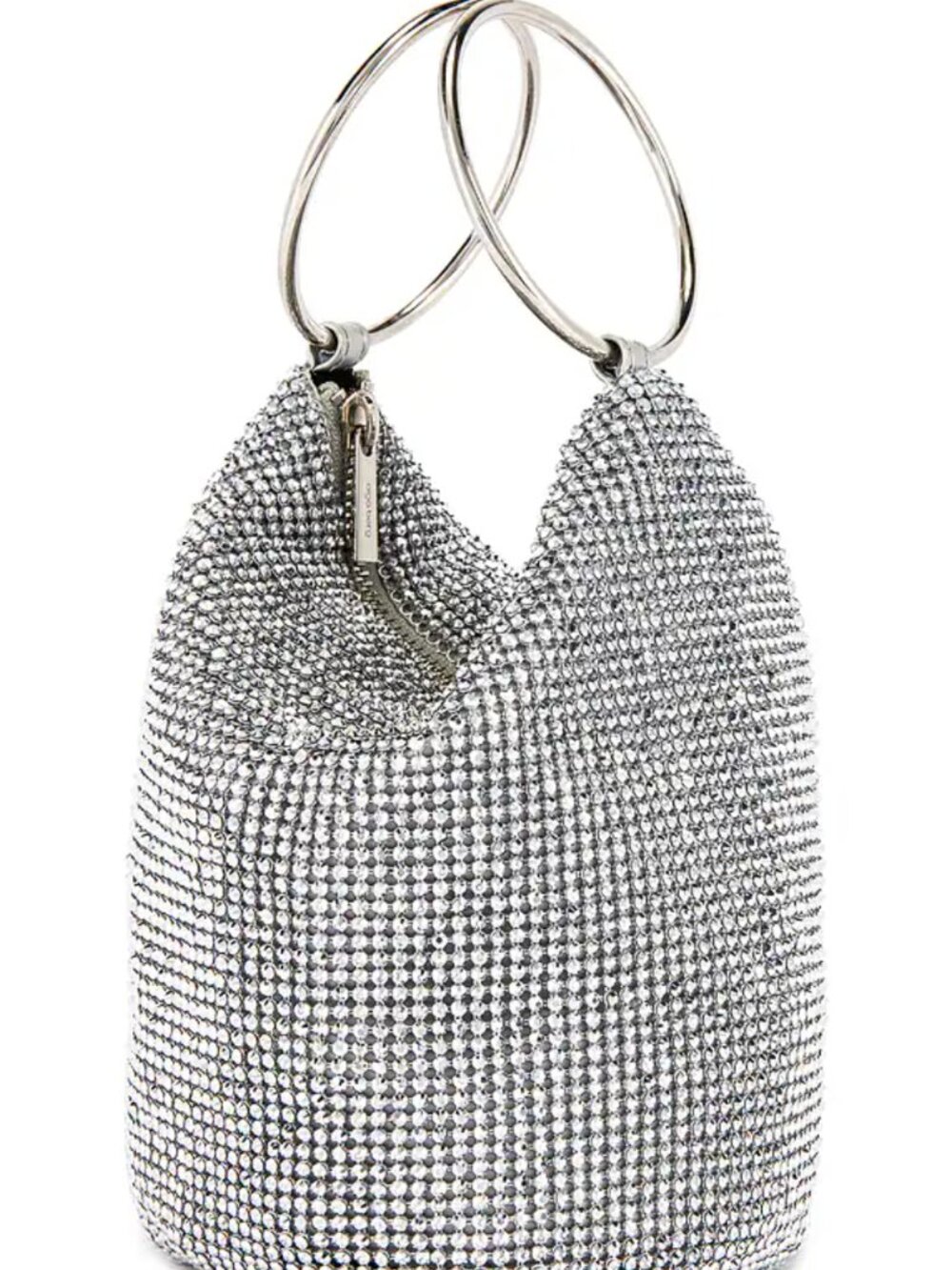 Olga Berg Ellie Crystal Mesh Ring Handle Bag